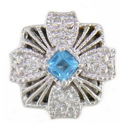 B3614 14K SQUARE BLUE TOPAZ & DIAMOND SLIDE 